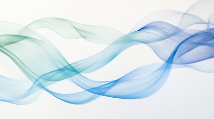 Poster - Delicate flowing ribbons of pencil strokes create an elegant composition in soft shades of blue and green
