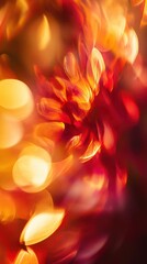 Aufkleber - Bright fiery bokeh effect in shades of crimson creates a warm and vibrant atmosphere, perfect for creative artistic expression