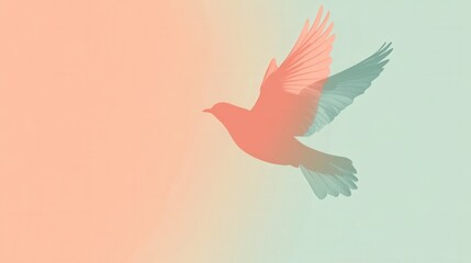 Aufkleber - Silhouette of a flying bird in muted colors against a soft background during twilight