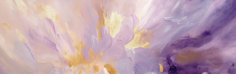 Aufkleber - Colorful abstract oil brush strokes create a vibrant texture featuring purple and gold hues in a captivating artistic expression