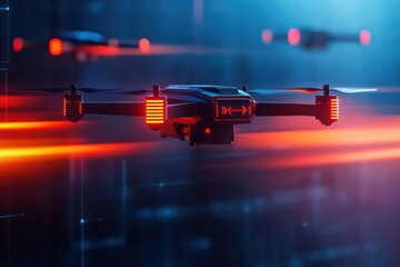 Poster - Advanced AI-Controlled Drones in Cyber Network Hacking Operations with Futuristic Visual Effects