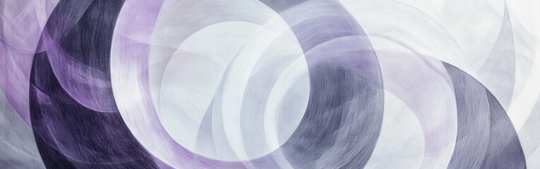 Fototapete - Intricate circular pencil strokes create a mesmerizing abstract design showcasing shades of purple and grey on a light background