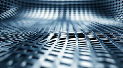 Poster - Delicate mesh material displays a mesmerizing pattern of perforations, with light creating an ethereal glow. The visual invites exploration of depth and texture, emphasizing modern design