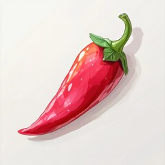 Poster - Glossy red chili pepper showcasing vibrant color and smooth texture on a plain background