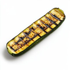 Aufkleber - Grilled zucchini slice with golden char marks on a plain background showcasing vibrant colors and textures