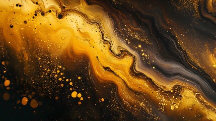 Poster - A luxurious background with golden metallic liquid textures, representing elegance and modern design