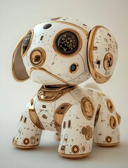 Poster - The image features a robot dog with a futuristic design on a see-through background