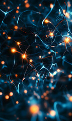 Poster - Abstract Neural Network Connection Concept with Glowing Nodes and Interconnected Pathways