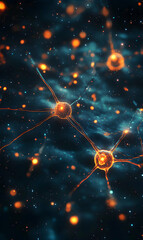 Poster - Interconnected Neural Networks in a Starry Universe with Glowing Orbs and Pathways