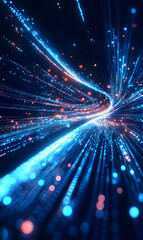 Poster - Ethereal Stream of Digital Data and Fiber Optics, Seamless Network and Connectivity Concept