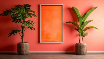 Fototapete - The image showcases a flat lay of green tropical leaves and palm tree leaf on a sand-colored background with shadows, incorporating a minimal summer concept and creative copyspace within a paper