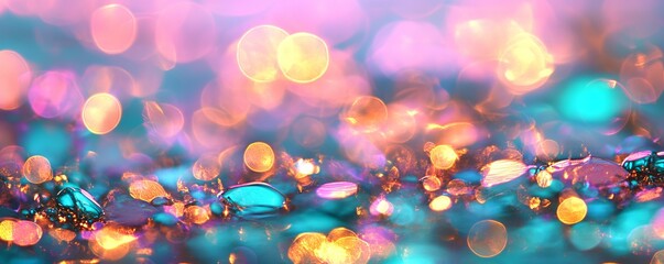 Aufkleber - Pastel background with bokeh lights forms an abstract Christmas banner