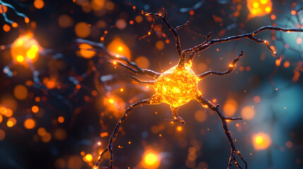 Poster - Glowing neuronal network illustration showcasing advanced neurological system connection