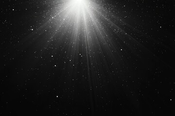 Poster - The combination of a black background, black and white illustration, and an overlay of white glowing lights, motion-blurred lines, and speed art creates a visually striking image, particularly with