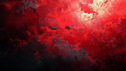 Poster - A coarse, red-hued gradient serves as the background, slowly fading to black while being gently lit by a soft source of light situated at the top