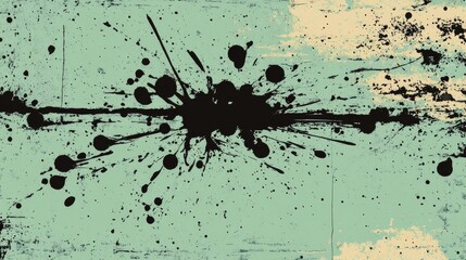 Poster - Black ink seeps into a green textured background, forming an artistic and grunge-inspired visual display
