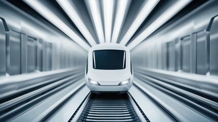 Poster - Futuristic Railway Cargo System with Magnetic Levitation Technology in Modern Transport Environment