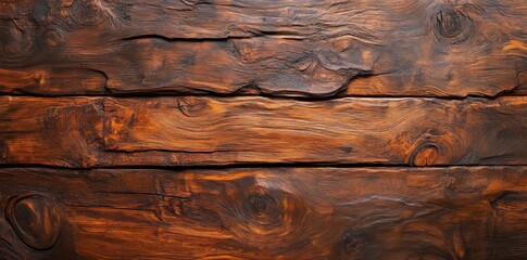 Poster - A grungy textured surface is formed by weathered dark brown wooden planks, perfect for rustic vintage decor