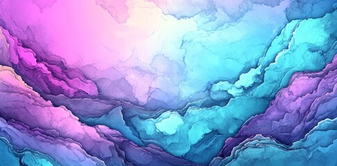 Fototapete - A soft pastel grunge texture background is created by blending blue and purple watercolor strokes, giving it a subtle vintage appearance