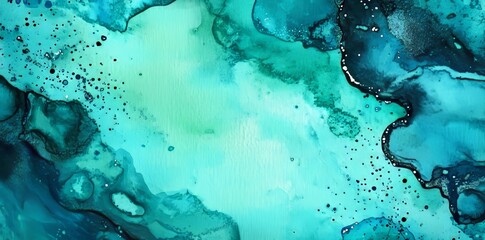 Poster - Pristine white paper is adorned with a soft artistic texture created by blending blue and green hues in a watercolor gradient