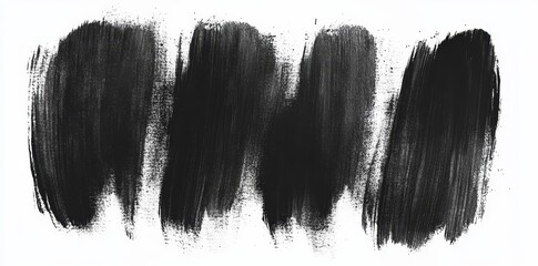 Fototapete - Moody and artistic design elements are formed by abstract dark green watercolor brush strokes on a clean white background
