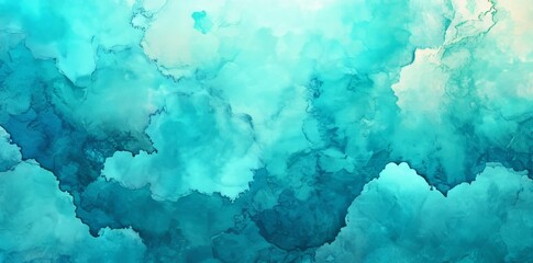Fototapete - This watercolor artwork features a soft blue color that elegantly spreads across a pure white surface, conveying a peaceful and minimalist atmosphere