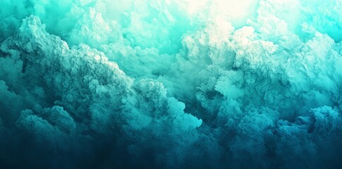 Fototapete - A white background showcases an abstract shape formed by teal watercolor paint, making it perfect for artistic applications and design work