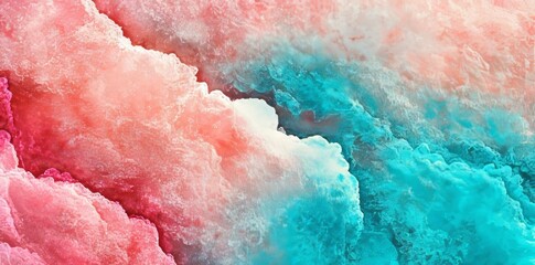 Poster - Pastel watercolor hues softly blend together, creating a gentle abstract gradient of merged pink and blue tones