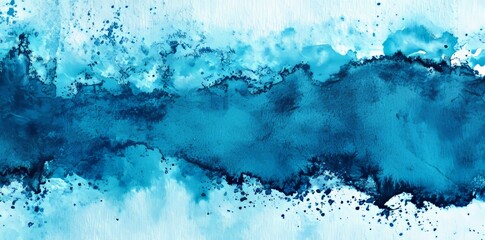 Poster - On a white background, a blue watercolor stain produces a lively artistic texture, suitable for adding a splash of color and inventive flair to design projects