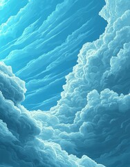Poster - A dreamy atmosphere is created by a light blue background that has a textured quality similar to the marks made by brush strokes