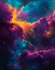 Fototapete - In the universe, planets and colorful nebula rotate continuously