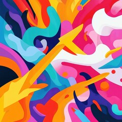 Poster - Colorful abstract art composition using various organic and geometric shapes
