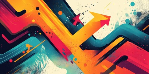 Poster - Abstract colorful design depicting arrows and geometric graphic elements