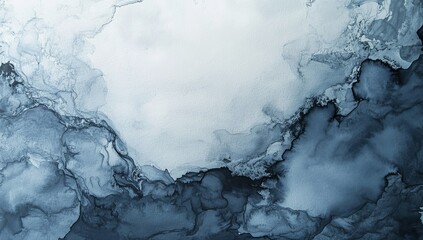 Fototapete - An abstract design is created by dark gray watercolor brushstrokes on a white background
