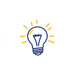 Fototapete - Black line drawing of a light bulb featuring lines that emit from it