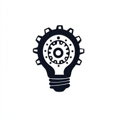 Fototapete - A stylized light bulb incorporating a gear serves as a symbol for creative problem solving and innovative thinking
