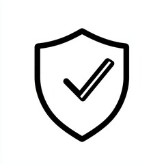Poster - A check mark on a simple black shield conveys a sense of security, protection, and guarantee when placed on a white background