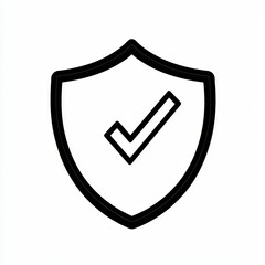 Poster - Security, protection, and guarantee are represented by a minimalistic black shield bearing a check mark