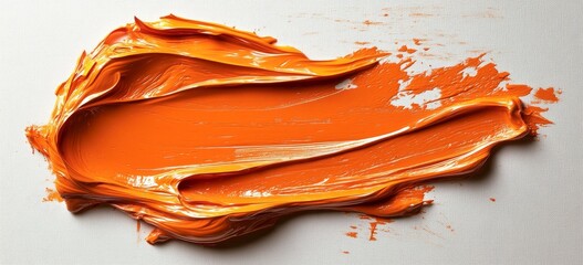 Poster - Acrylic paint smears are evident alongside isolated orange paint brush strokes on a white background