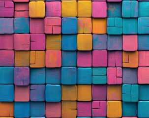 Fototapete - A stock illustration presents a visually appealing pattern of violet and purple squares, complemented by a textured illustration of pink tiles