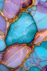 Poster - The soft and delicate texture resembles a watercolor painting with pink and blue tones and is embellished with strokes of gold