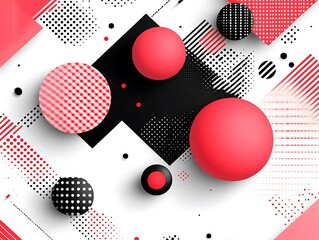 Poster - Vibrant abstract arrangement with geometric shapes in red and black