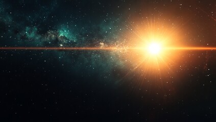 Poster - A dazzling display of light erupts in the dark universe, bringing into existence a blue horizon