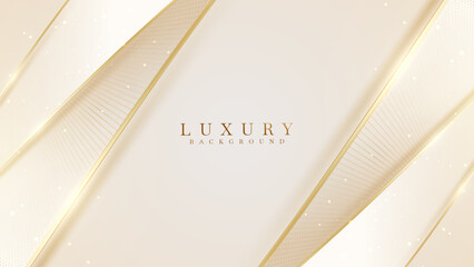 Wall Mural - golden lines luxury on cream color background. elegant realistic paper cut style 3d. vector illustra
