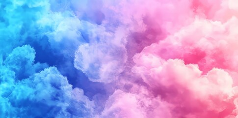 Poster - The gentle blending of pastel watercolors results in a soft, artistic gradient that seamlessly merges pink and blue hues into a beautiful background