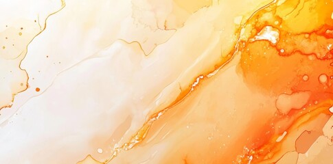Fototapete - Watercolor splashes of orange and brown blend to form an organic frame, set against a transparent backdrop and characterized by artistic flair