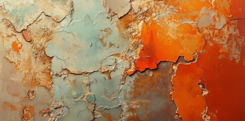 Poster - A dark border surrounds the worn, gritty surface of the weathered orange texture, supplying graphic design compositions with vintage-inspired visual elements