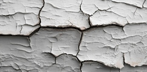 Poster - Background texture of a white grunge wall with cracks and peeling paint, perfect for adding overlays and backgrounds