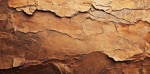 Poster - Crumpled and torn brown wrapping paper is used to create a grunge textured background, which is well-suited for vintage or rustic design applications