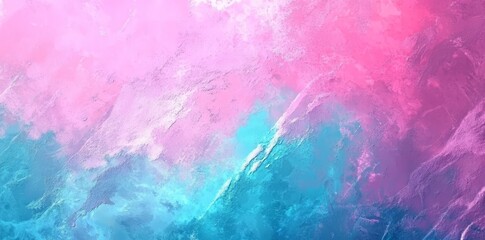 Poster - The soft merging of pastel watercolor hues forms a gentle abstract gradient, blending soft pink and blue tones together